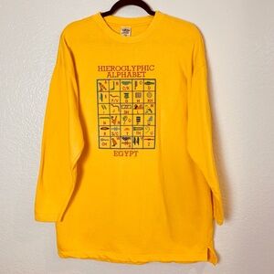 Vintage All Stars Yellow Tunic Sweatshirt Size Medium Embroidered Egypt Alphabet